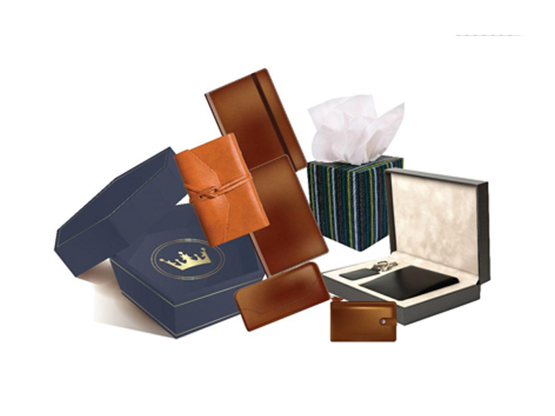 Leather boxes, wallets and folios